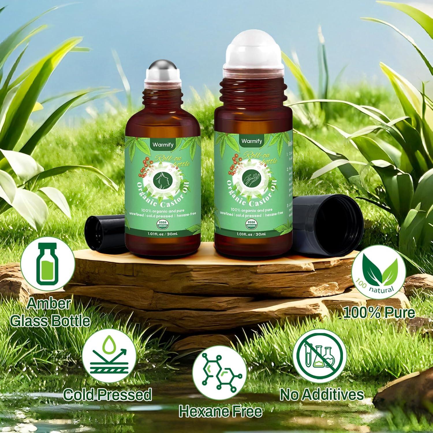 Aceite de Ricino Orgánico 2-en-1 Roll On Warmify 59 ml