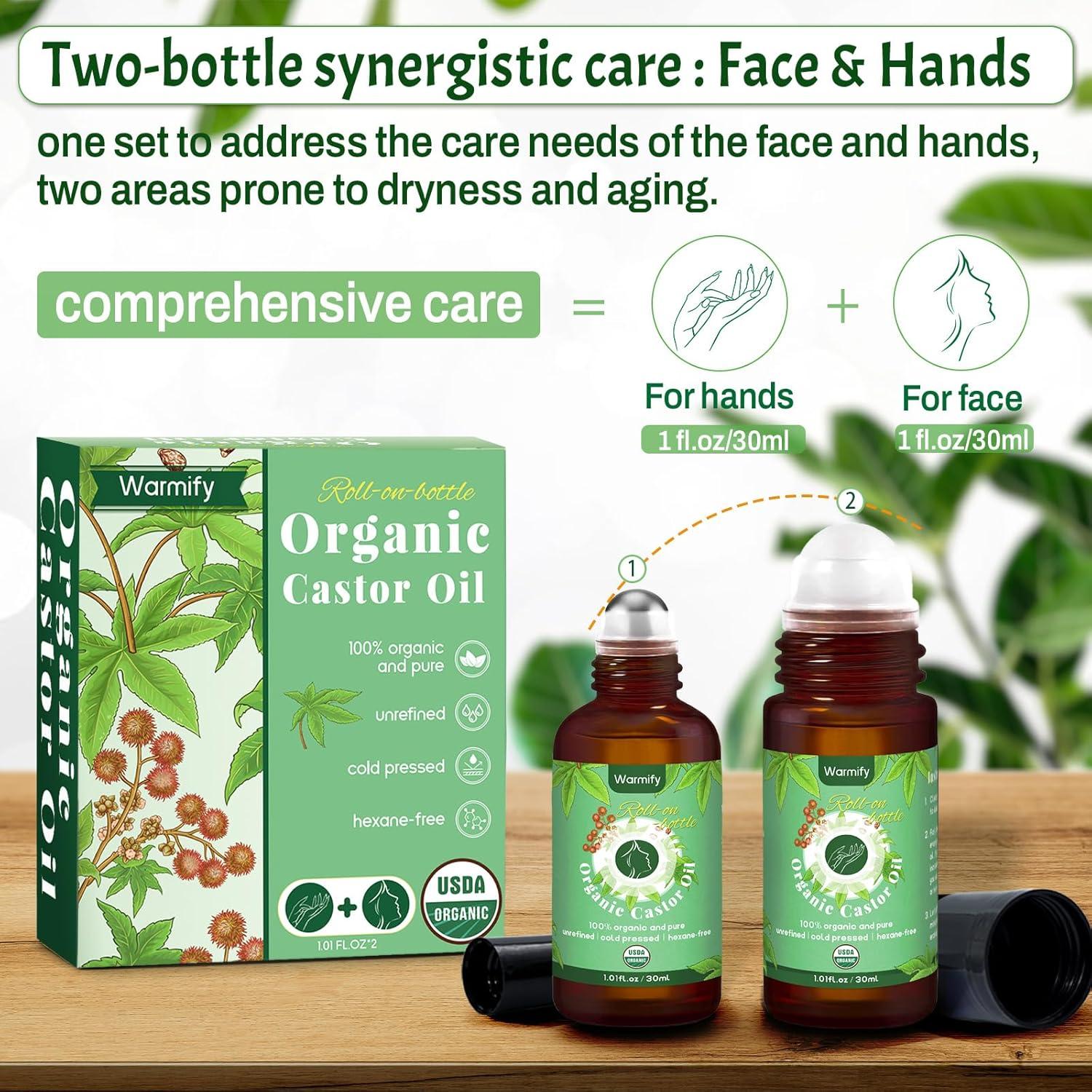 Aceite de Ricino Orgánico 2-en-1 Roll On Warmify 59 ml