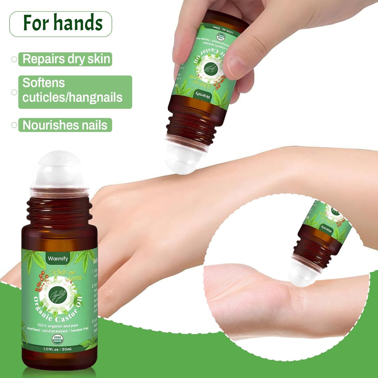 Aceite de Ricino Orgánico 2-en-1 Roll On Warmify 59 ml