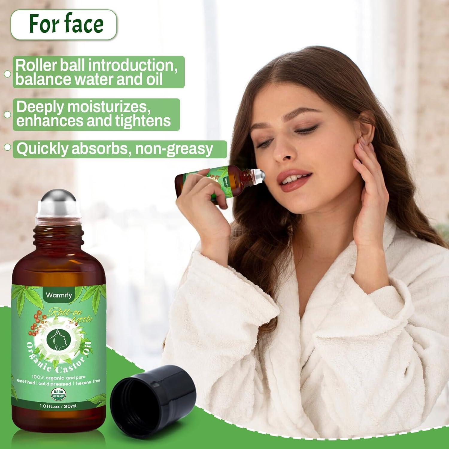 Aceite de Ricino Orgánico 2-en-1 Roll On Warmify 59 ml