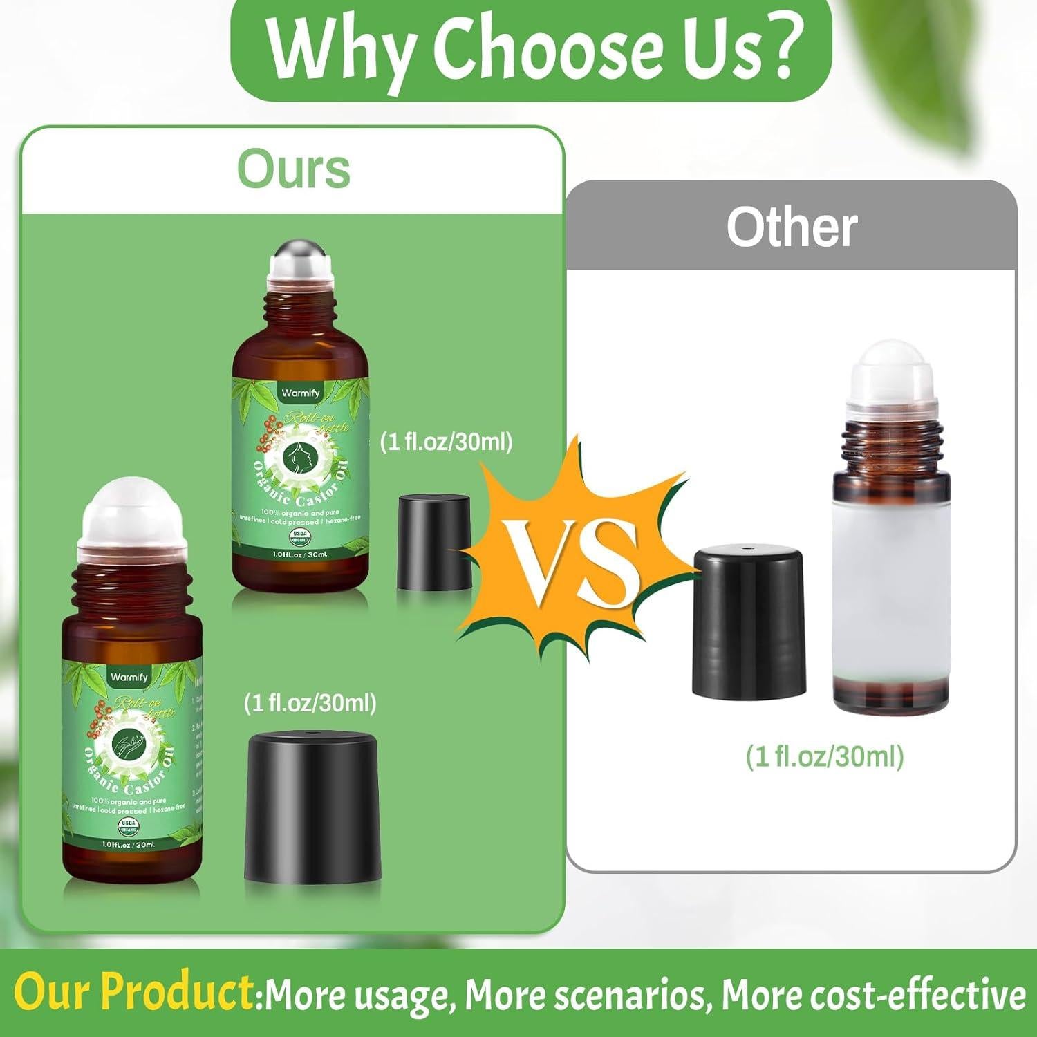 Aceite de Ricino Orgánico 2-en-1 Roll On Warmify 59 ml