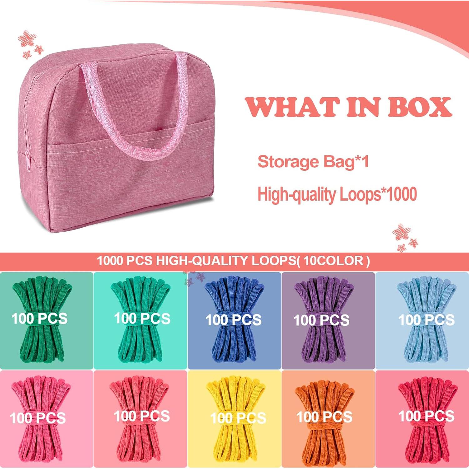 Bucles de Telar Huoszpk 1000 PCS 10 Colores 7" (17.78 cm) Nylon