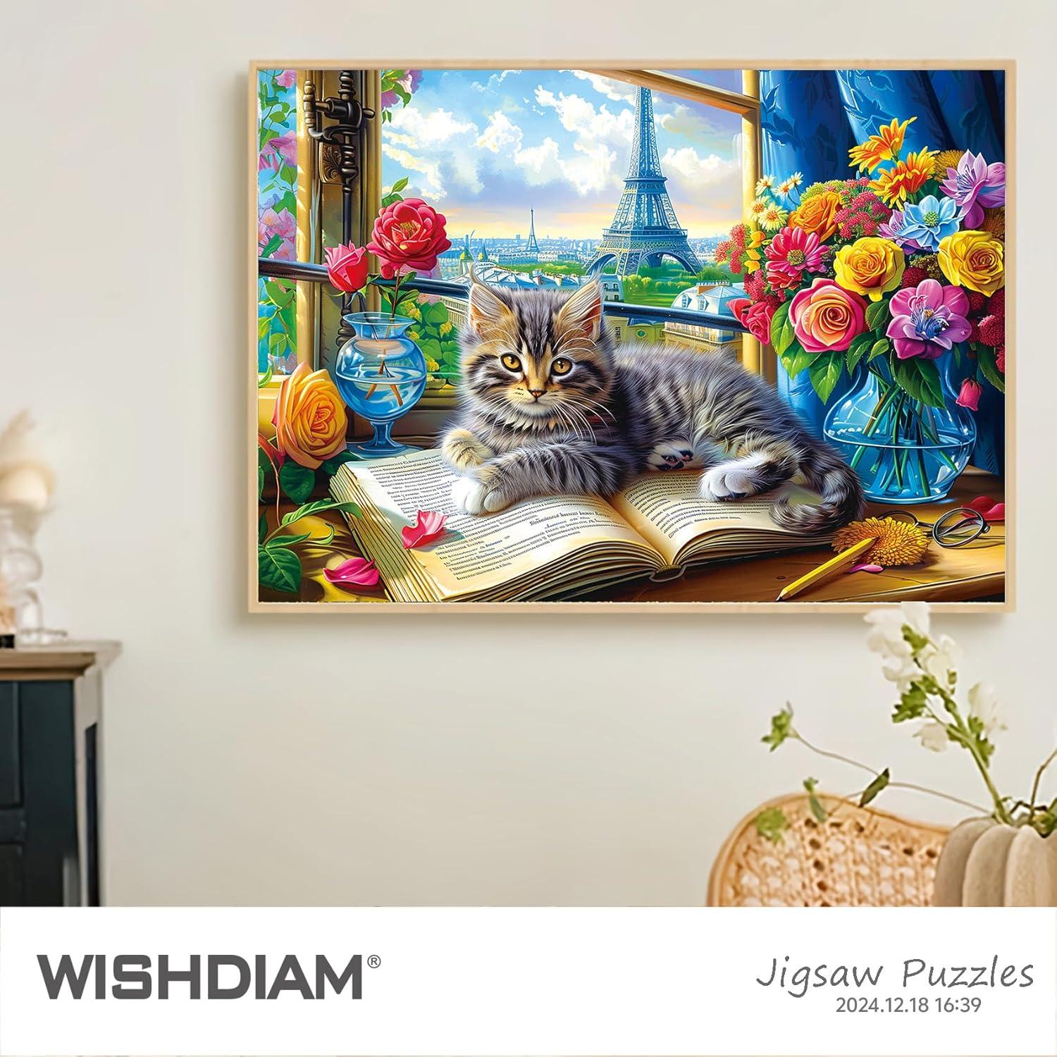 Rompecabezas 2 Pack 1000 Piezas WISHDIAM Gatos en Flores