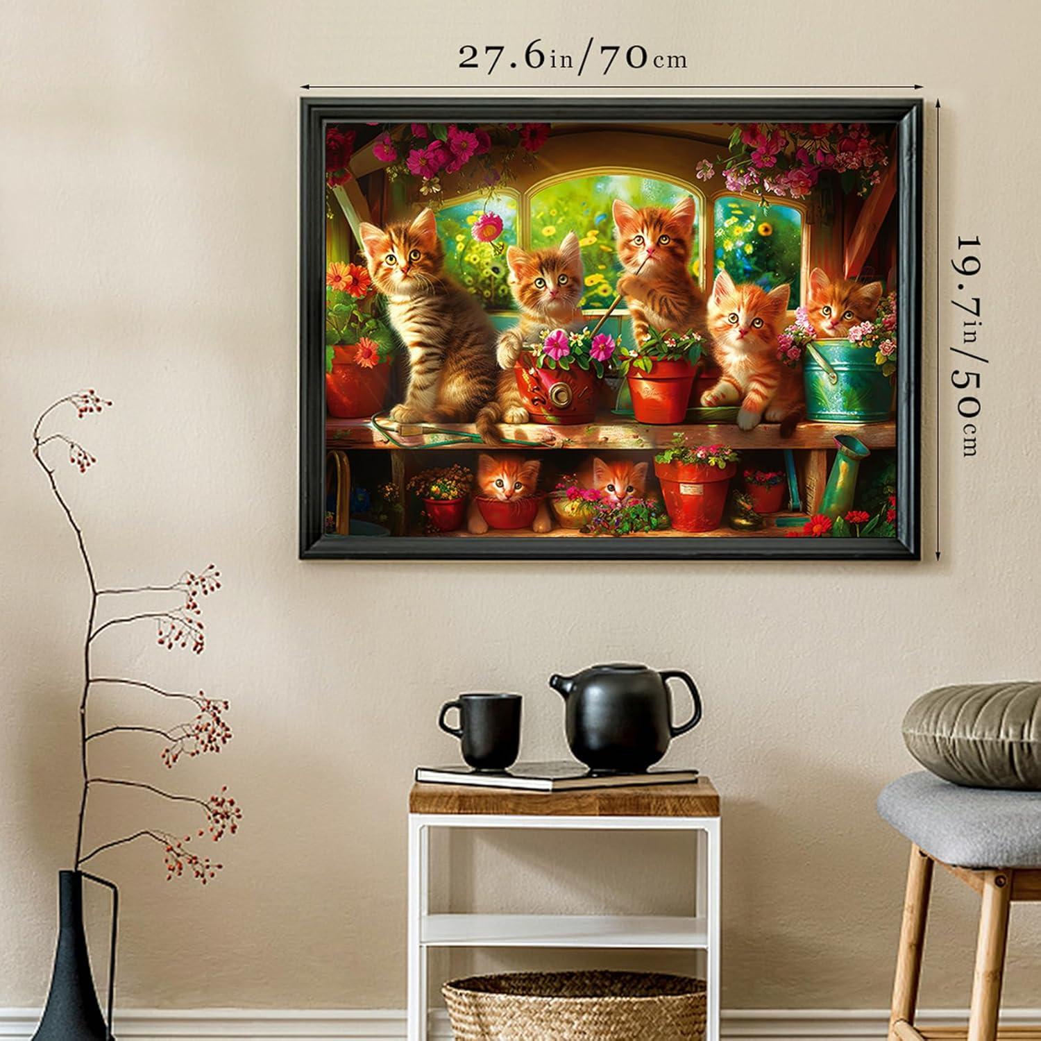 Rompecabezas 2 Pack 1000 Piezas WISHDIAM Gatos en Flores