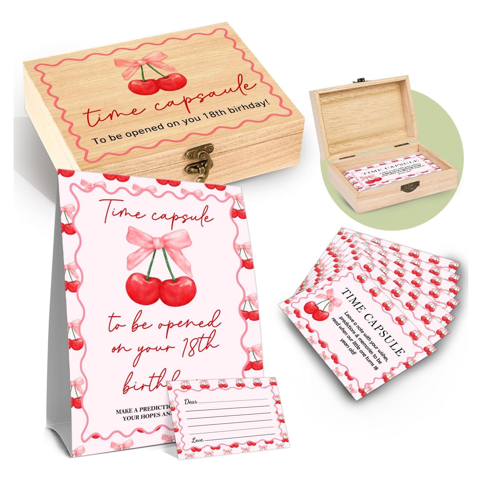 Caja de Cápsula del Tiempo DEANHOT Cereza 21.1x16x5.1cm