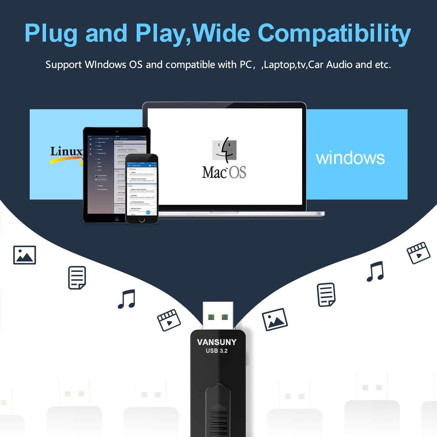 Vansuny Unidad Flash USB 3.2 256GB Metálica 400MB/s