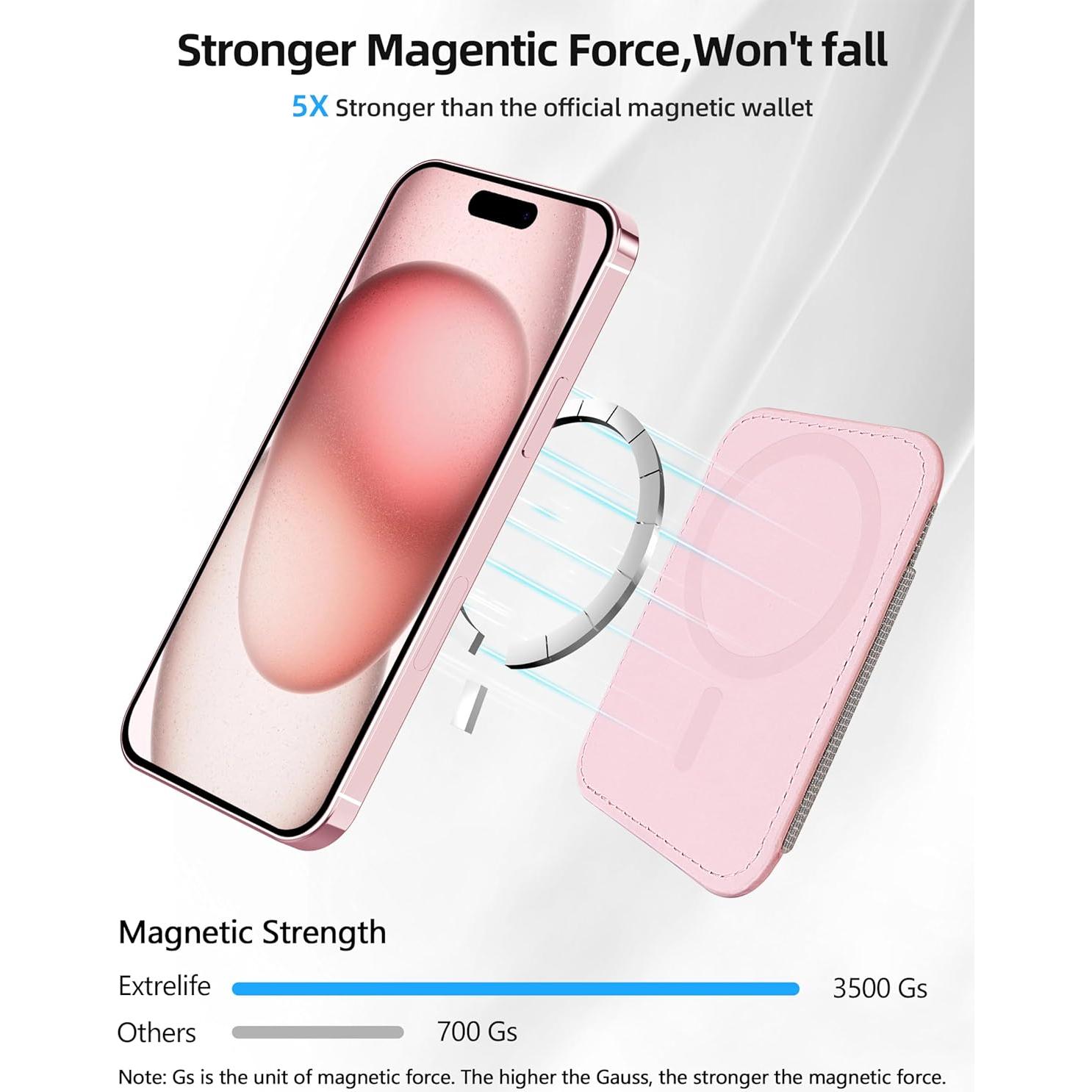 Cartera Magnética MagSafe ExtreLife Rosa Bebé para iPhone