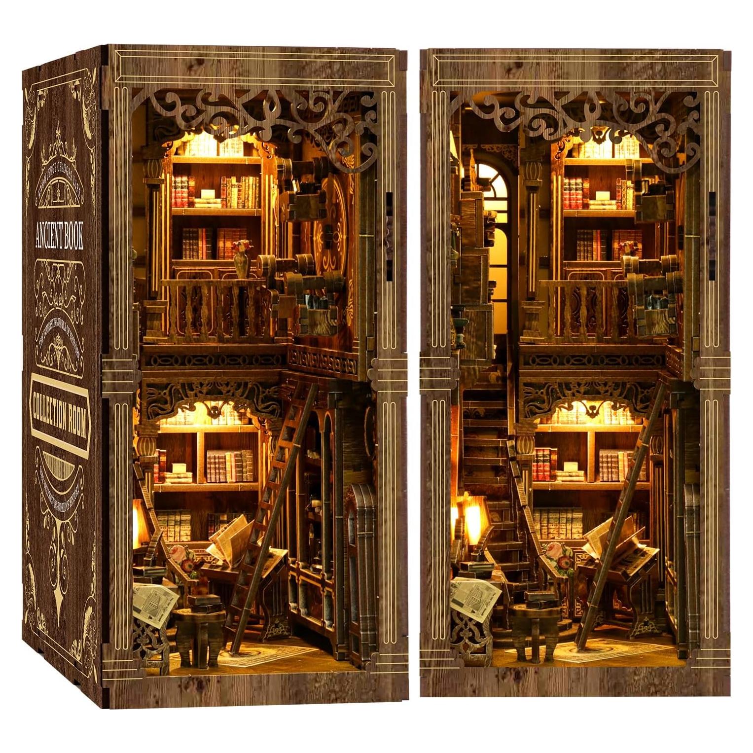 Kit de Rincón de Libros THRIVINGIVAN Miniatura 3D con Luz LED