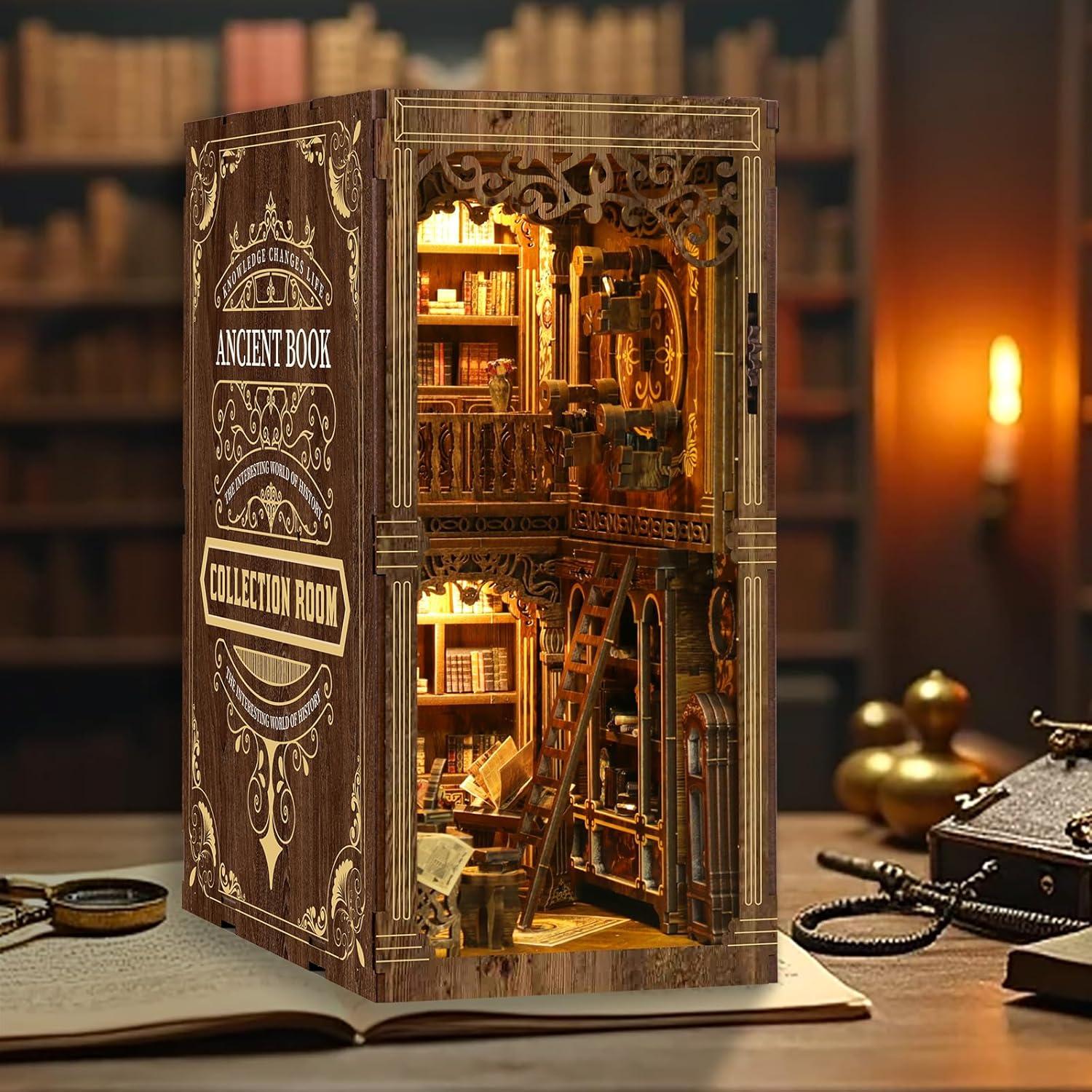 Kit de Rincón de Libros THRIVINGIVAN Miniatura 3D con Luz LED