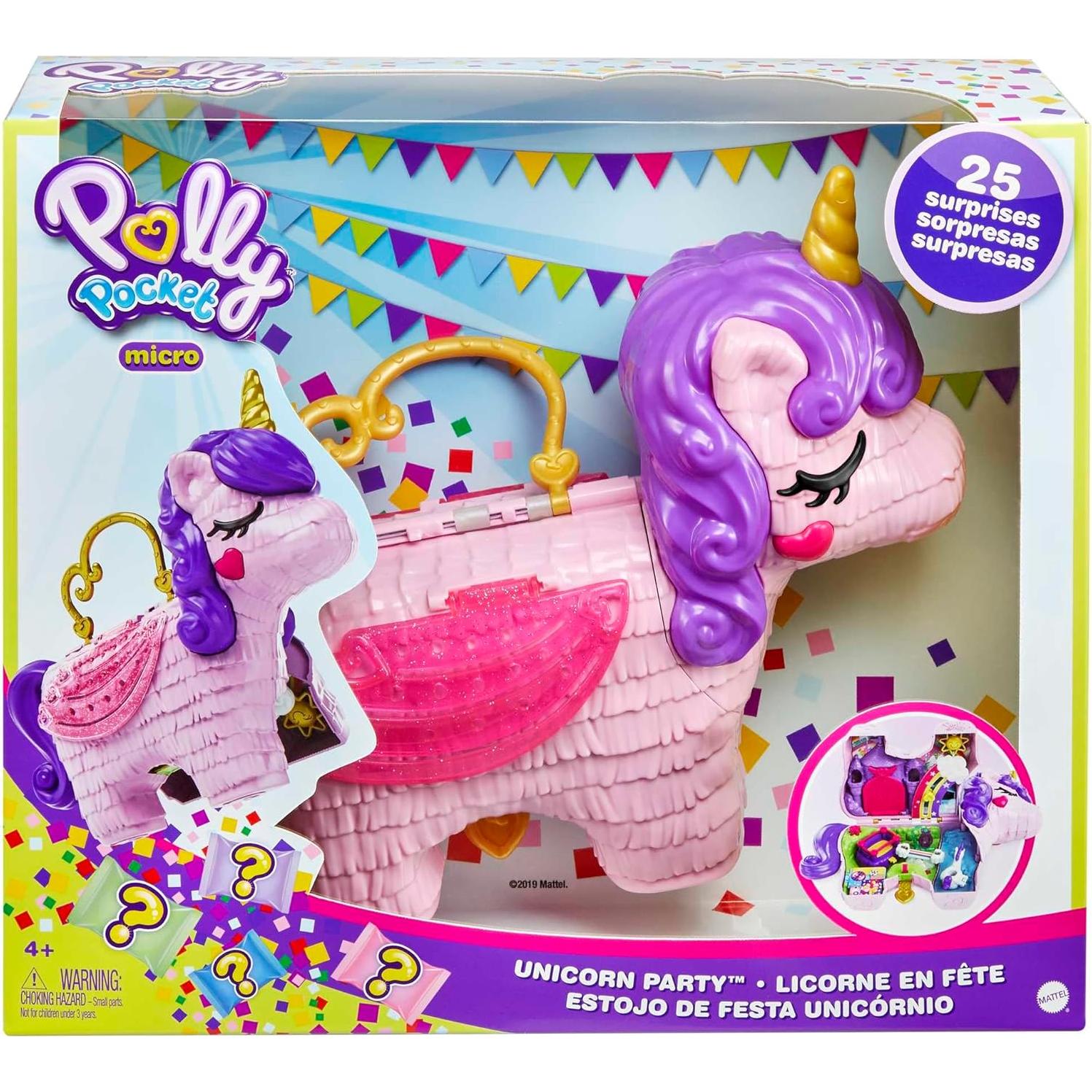 Polly Pocket Fiesta de Unicornio GVL88 - Juguete Sorpresa 25 Accesorios