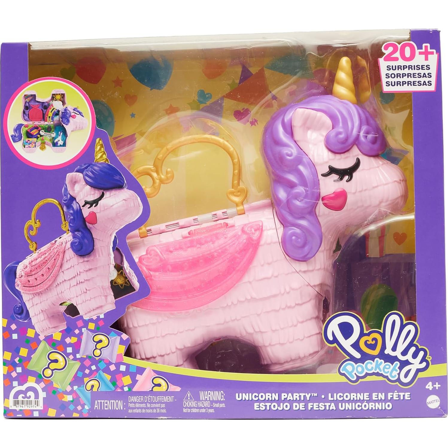 Polly Pocket Fiesta de Unicornio GVL88 - Juguete Sorpresa 25 Accesorios