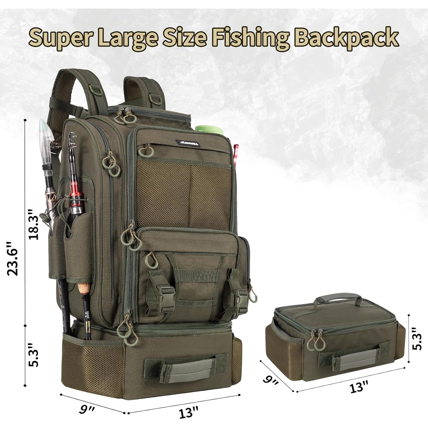 Mochila de Pesca Grande BLISSWILL con Nevera y Soportes