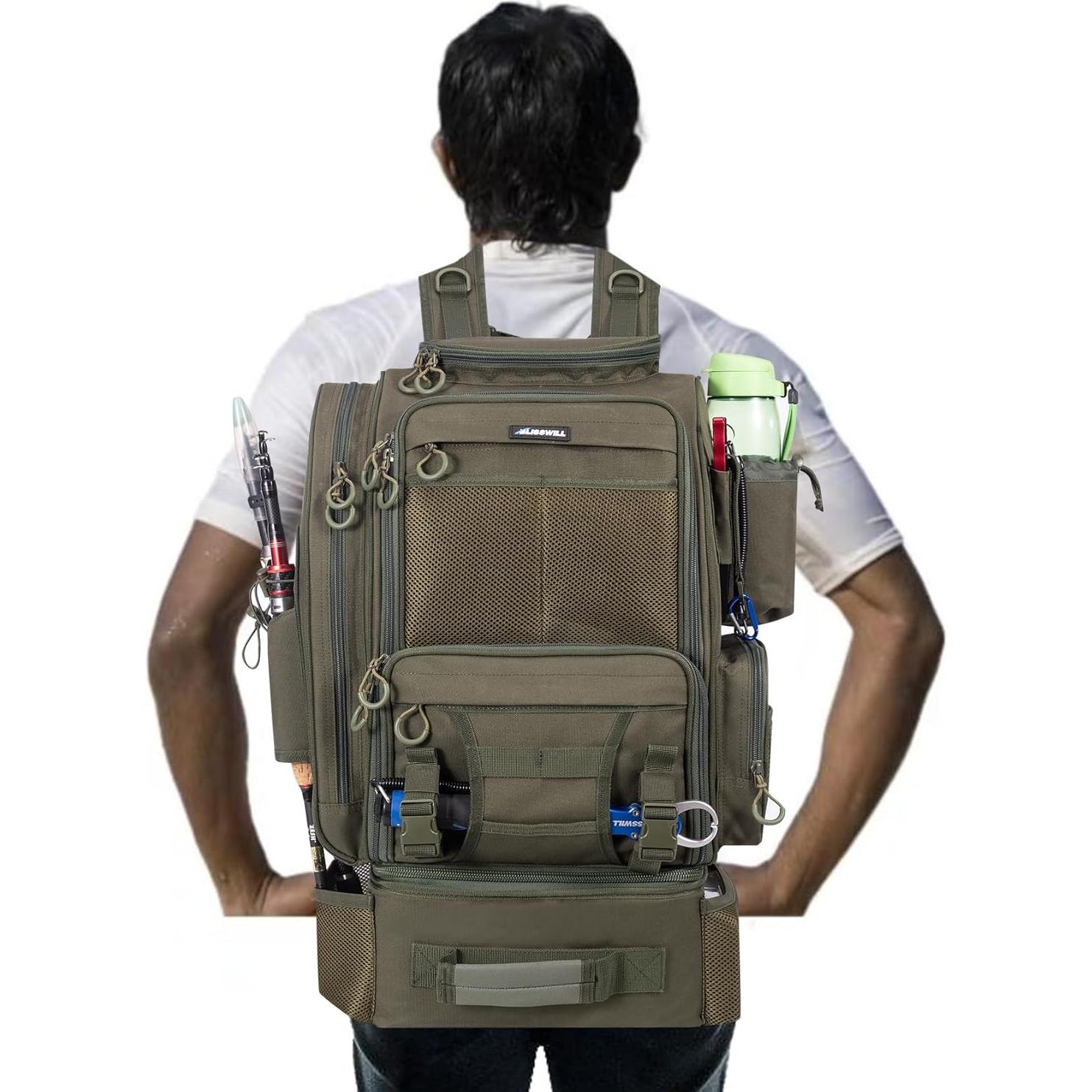 Mochila de Pesca Grande BLISSWILL con Nevera y Soportes