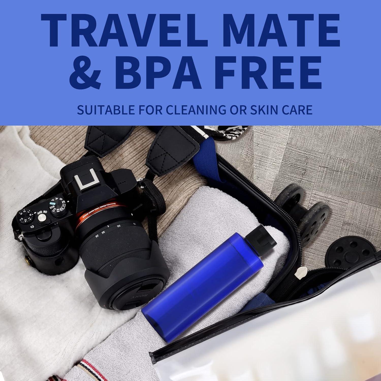 Botellas de Viaje LISAPACK 250ml con Tapa Abatible - 4 Pcs Azul