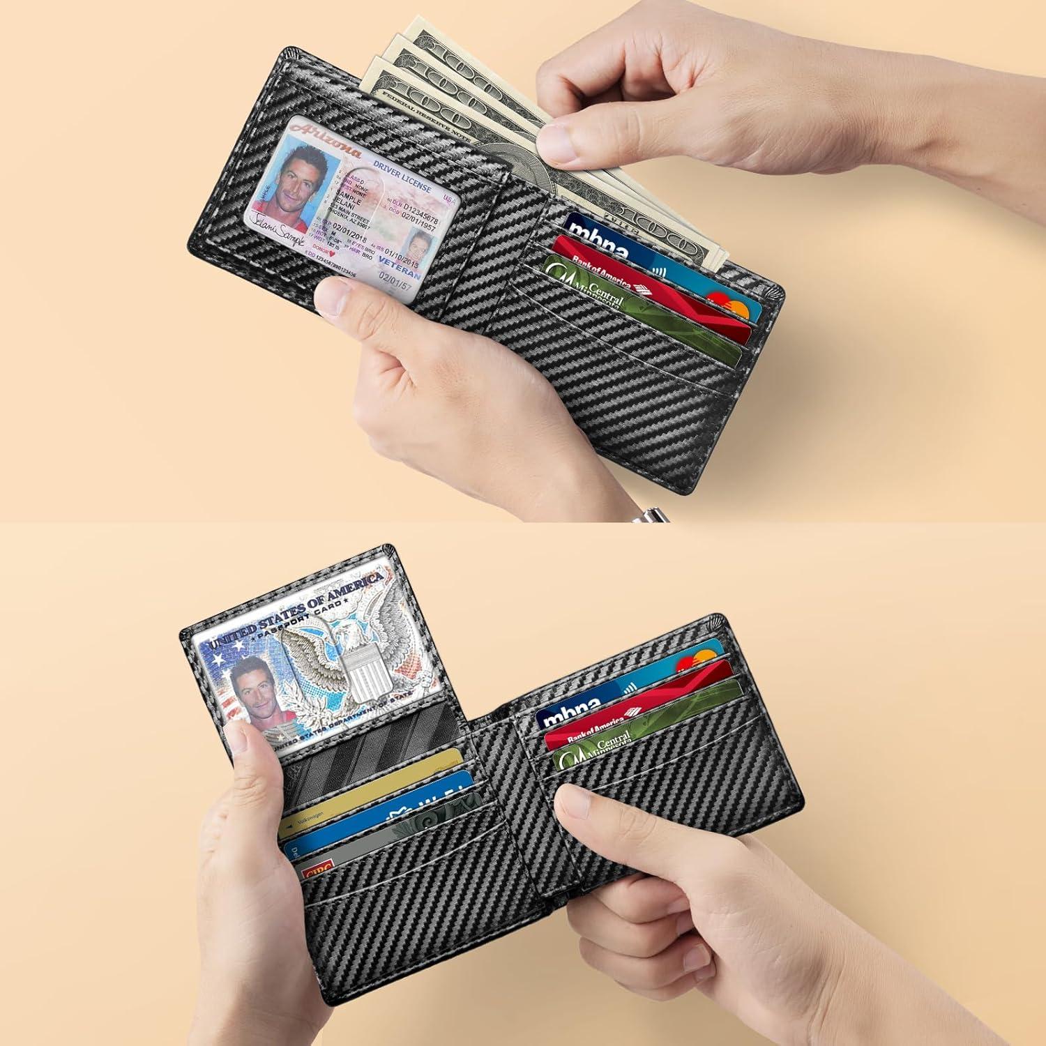 Billetera Zitahli para Hombres Slim RFID Cuero 12 Tarjetas