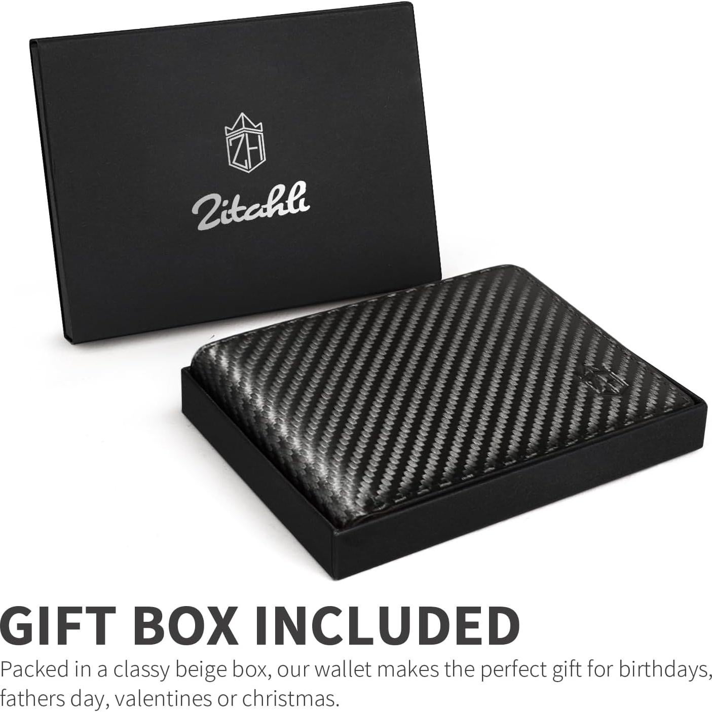 Billetera Zitahli para Hombres Slim RFID Cuero 12 Tarjetas