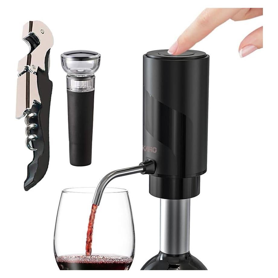 Aireador de Vino Eléctrico AIKARO Set con Sacacorchos y Tapón