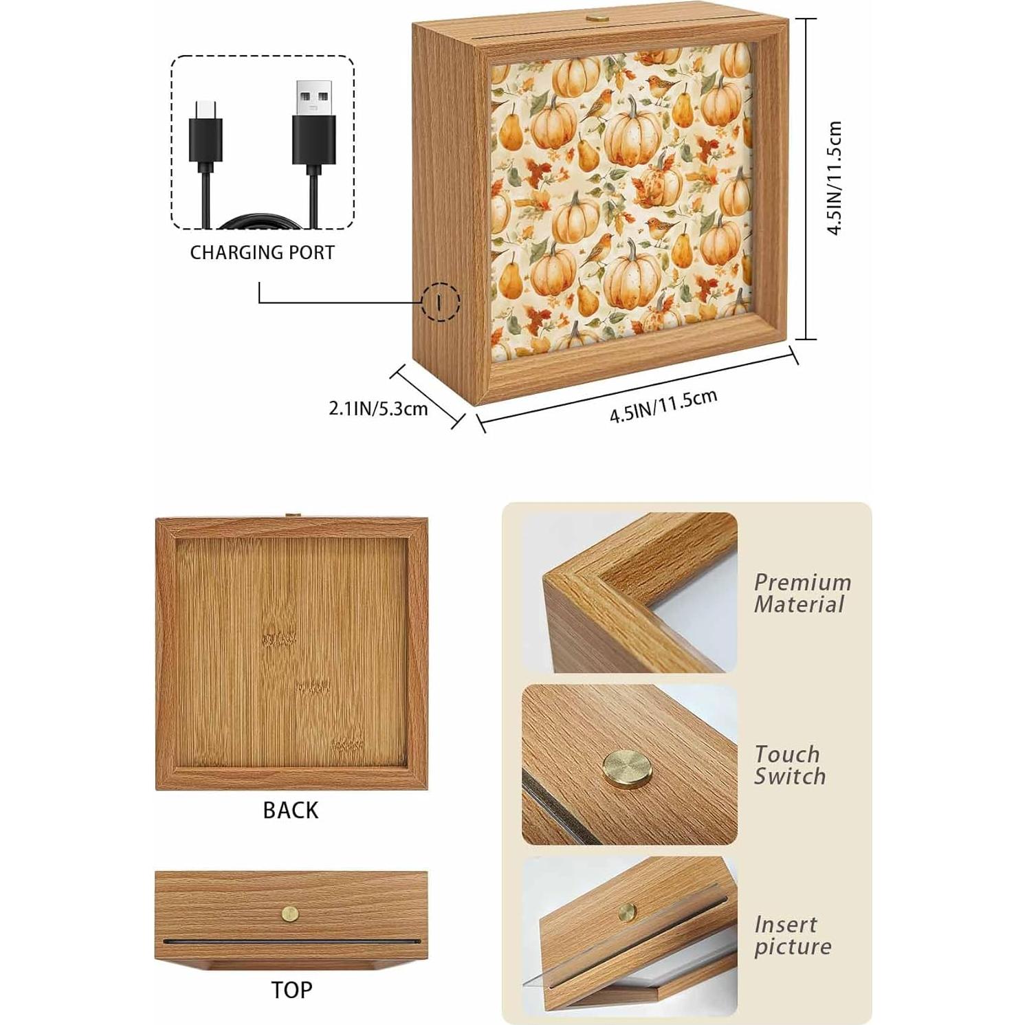 Caja de Luz Nocturna LED Ficuaiuo 11.4x11.4cm Decorativa