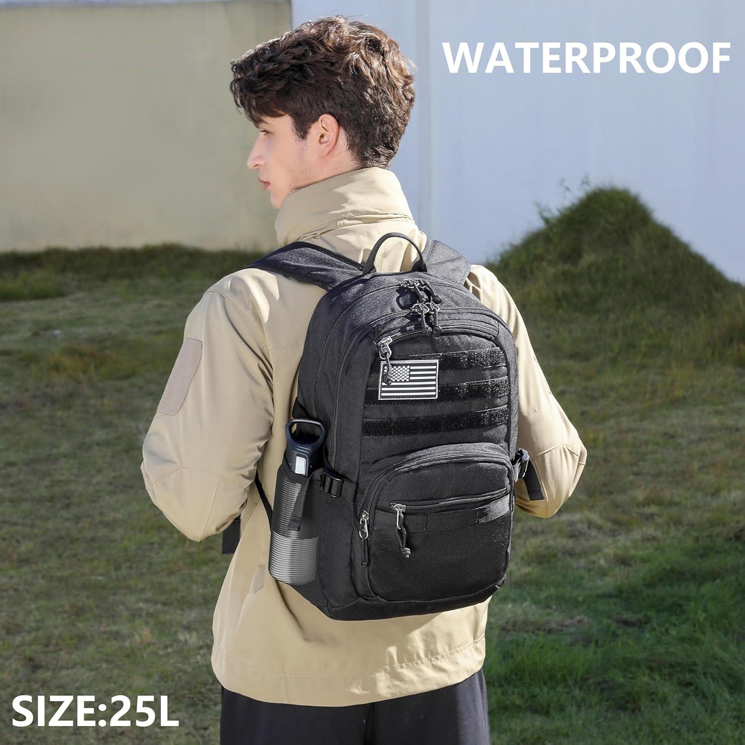 Mochila Táctica Militar Wotony 25L Negra con Sistema Molle