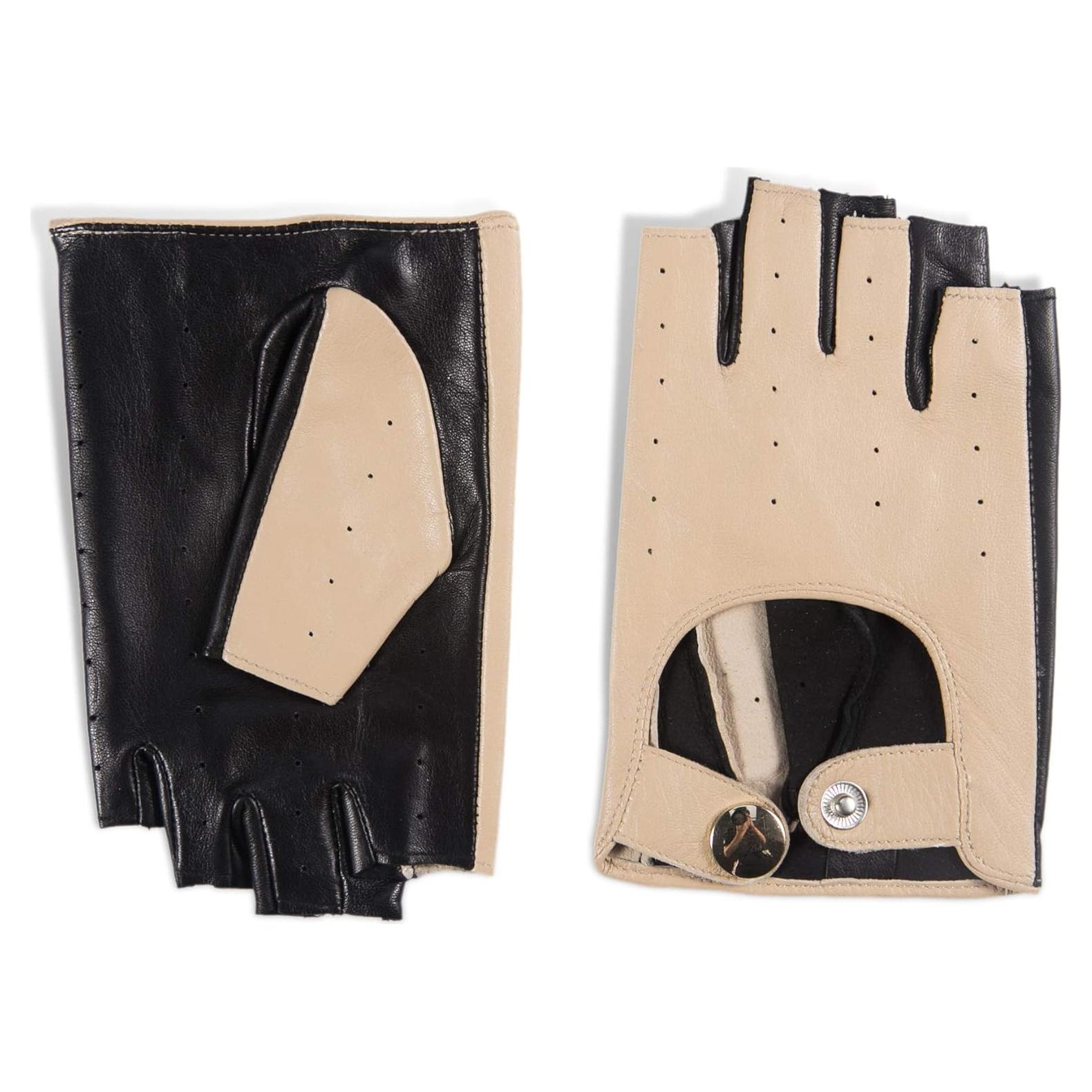 Guantes de Cuero Sin Dedos YISEVEN para Mujer - Talla 7.0 M