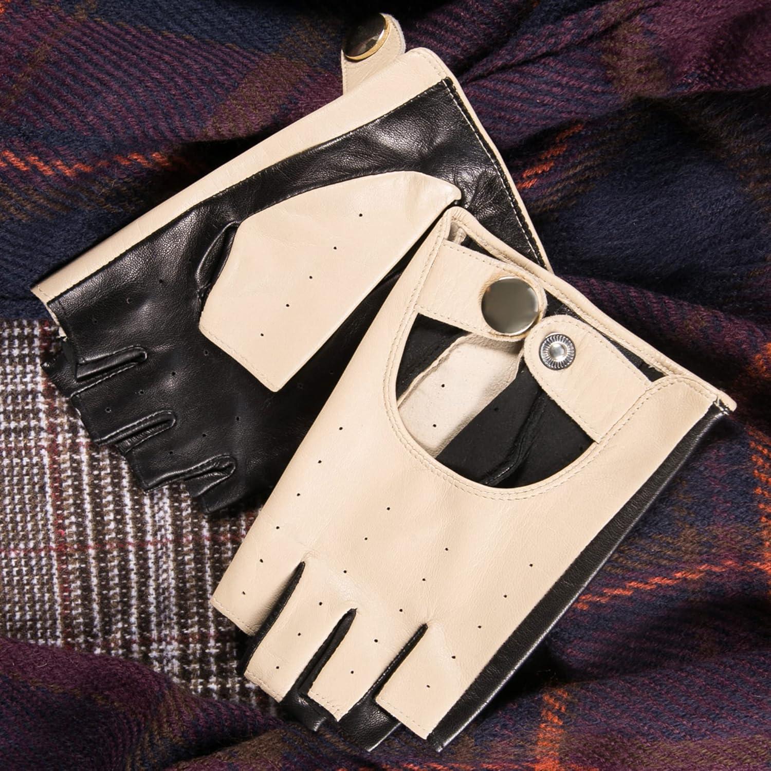 Guantes de Cuero Sin Dedos YISEVEN para Mujer - Talla 7.0 M