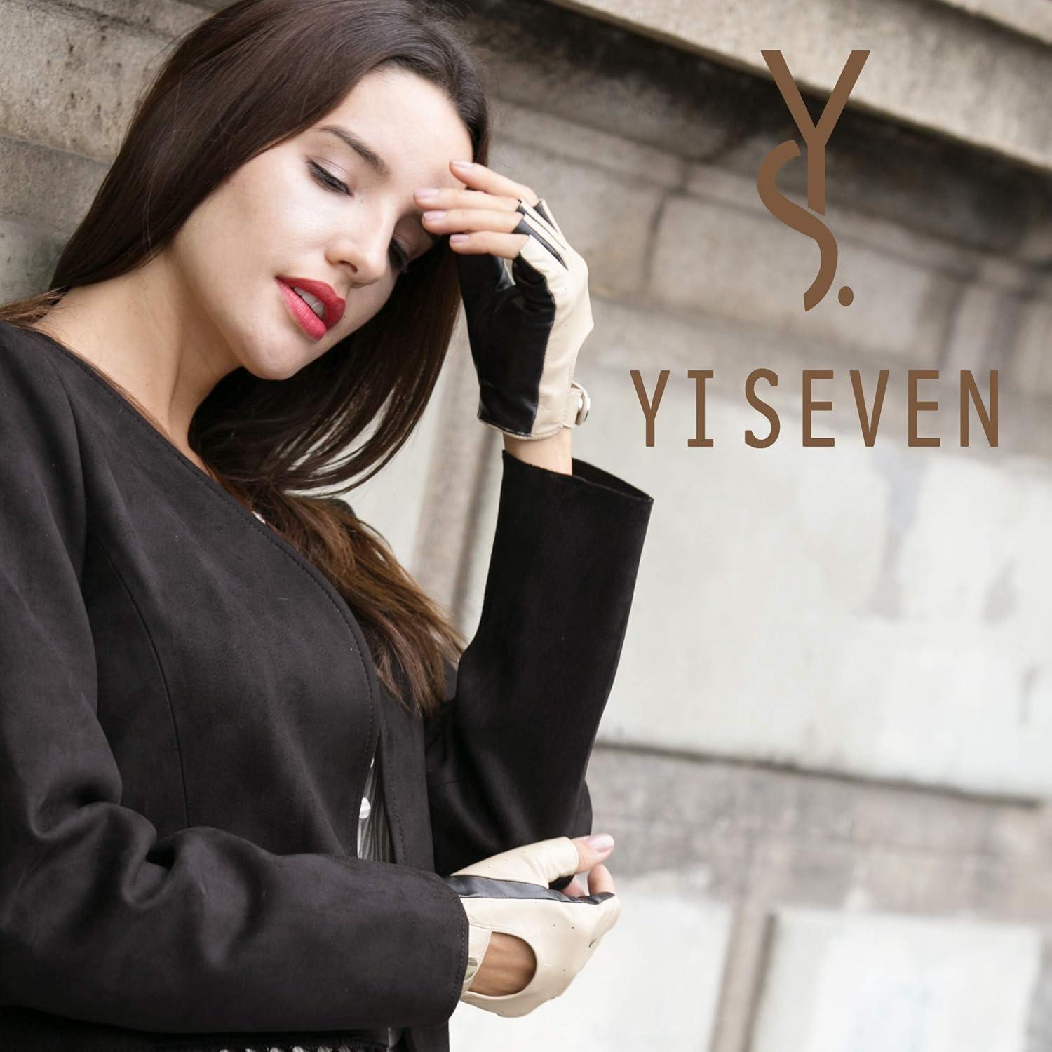 Guantes de Cuero Sin Dedos YISEVEN para Mujer - Talla 7.0 M