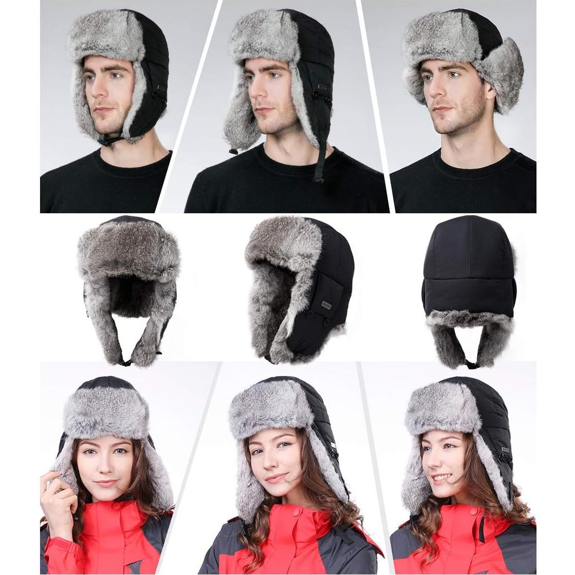 Sombrero Trapper Comhats XL Ushanka Invierno Hombre Piel Conejo