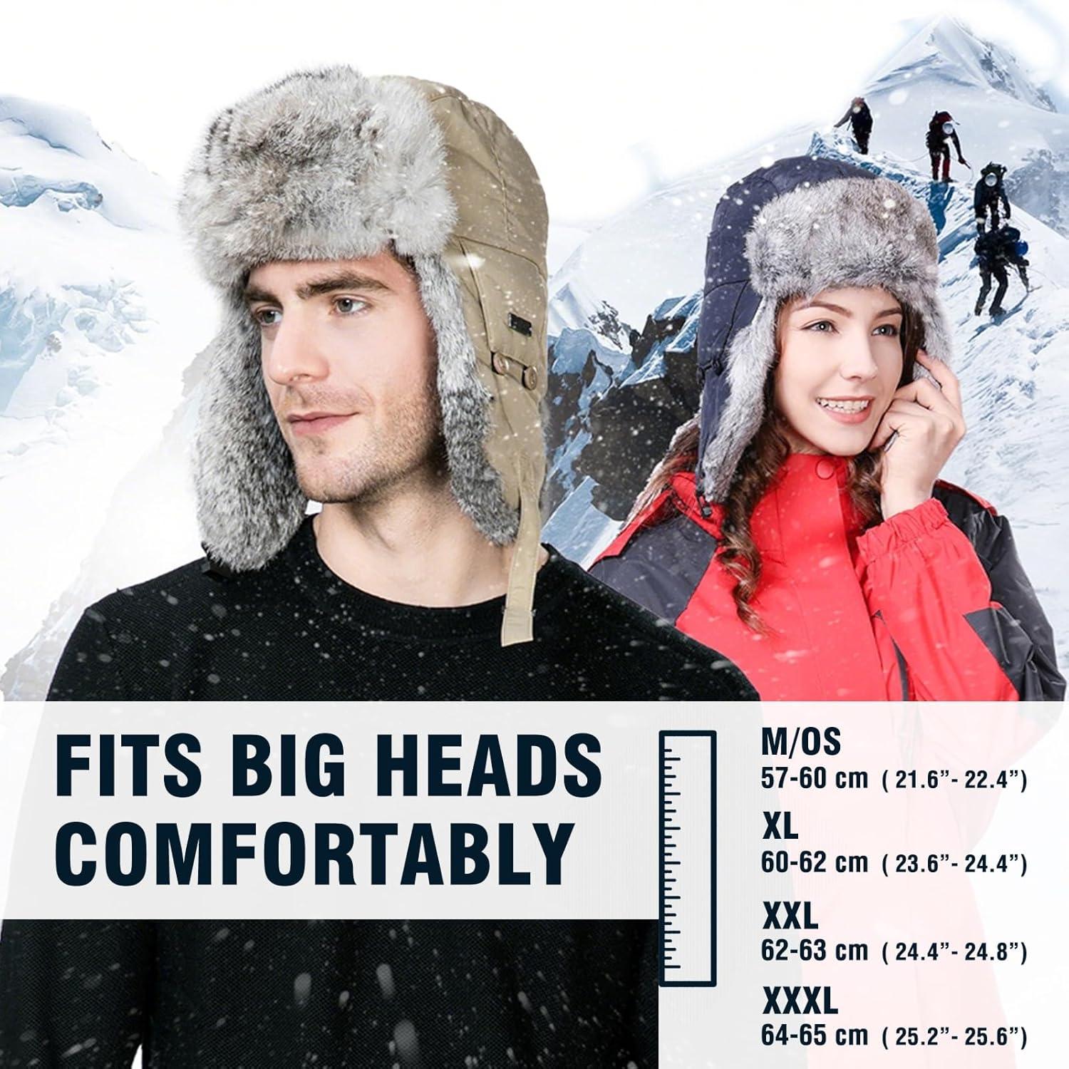 Sombrero Trapper Comhats XL Ushanka Invierno Hombre Piel Conejo