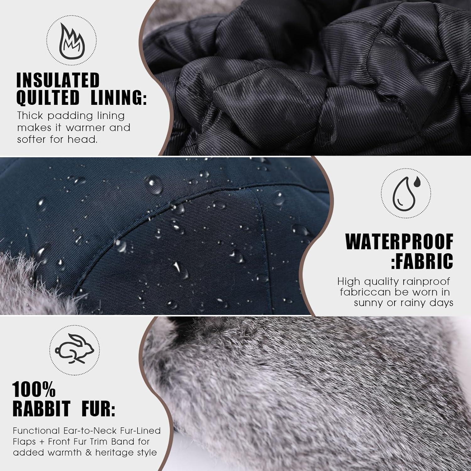 Sombrero Trapper Comhats XL Ushanka Invierno Hombre Piel Conejo