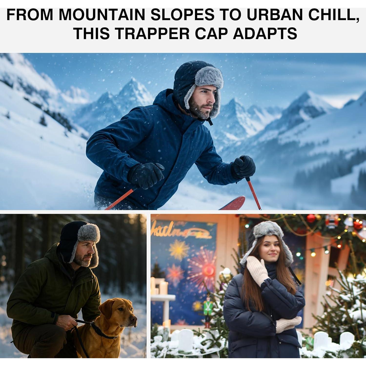 Sombrero Trapper Comhats XL Ushanka Invierno Hombre Piel Conejo