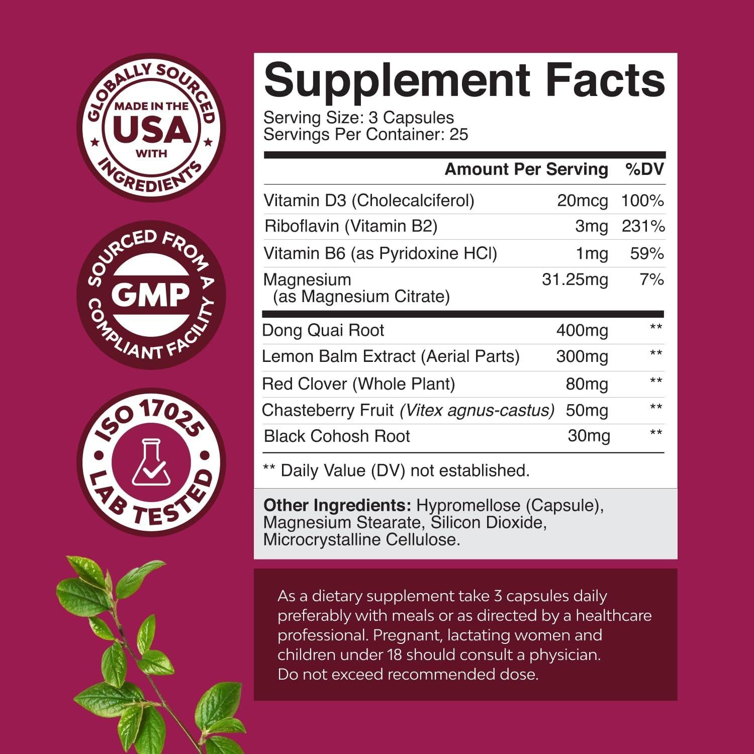 Suplemento Herbal Natures Craft para Menopausia 75 Cápsulas