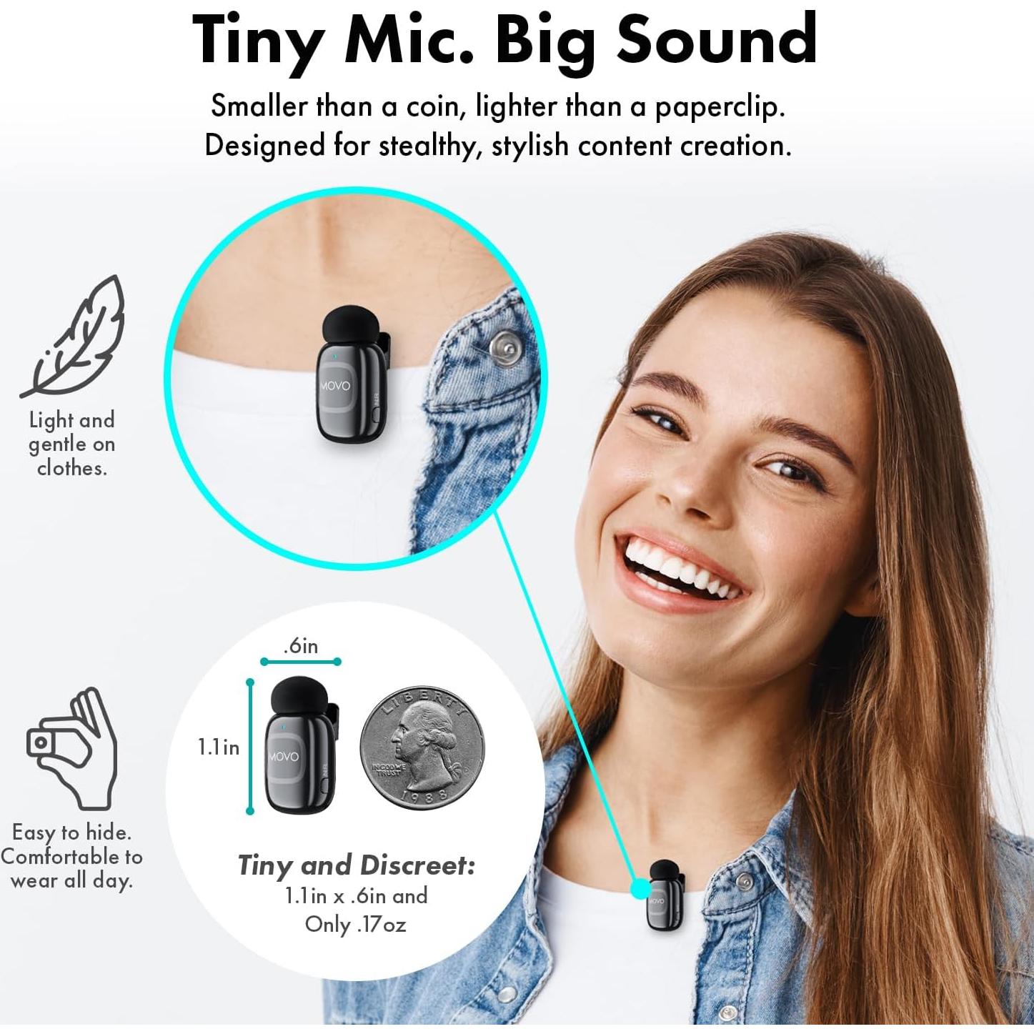 Micrófono Lavalier Inalámbrico Movo NanoMic para Cámara 3.5mm