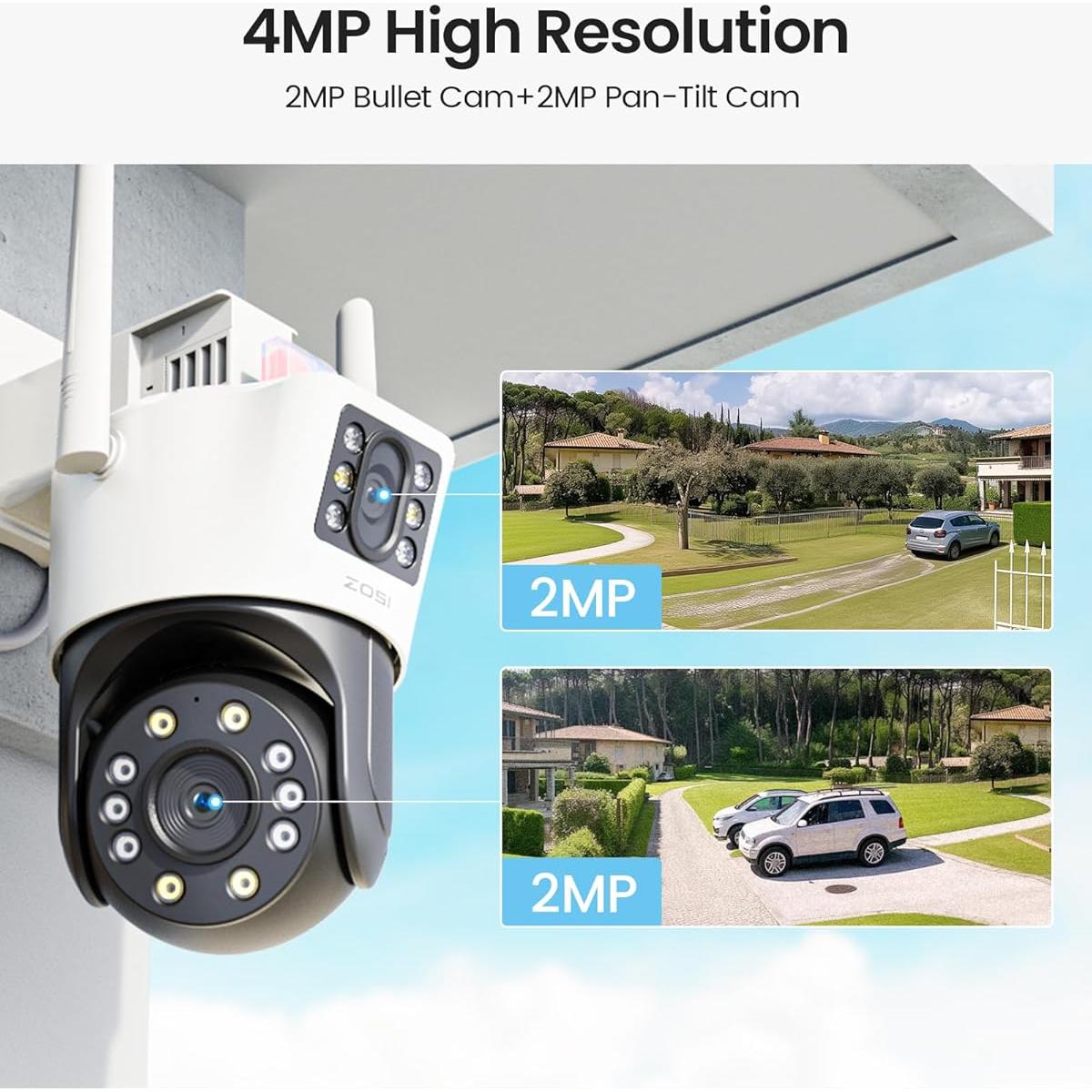 Cámara de Seguridad ZOSI C298 4MP Doble Lente WiFi 360°