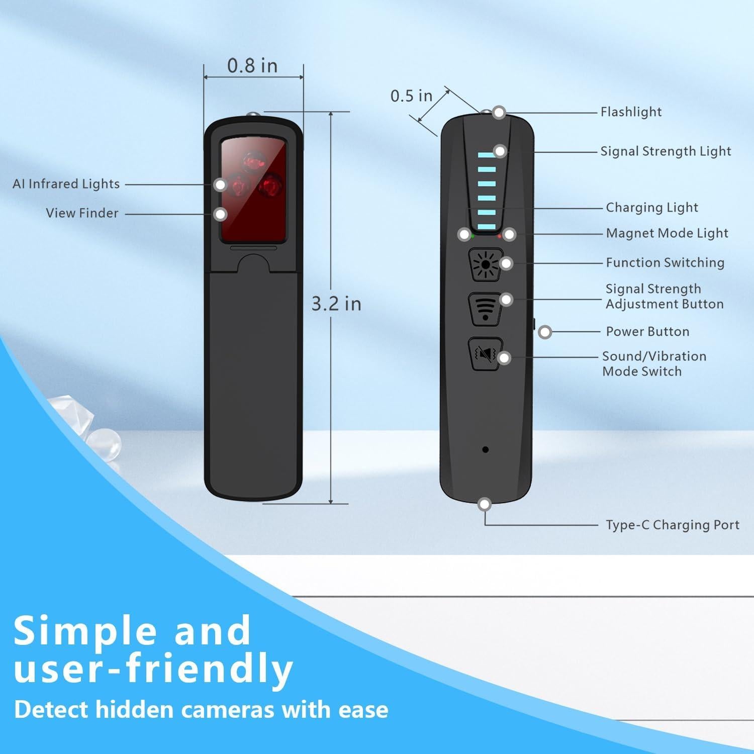 Detector de cámaras ocultas SnapDetect S500 - 25h batería, portátil