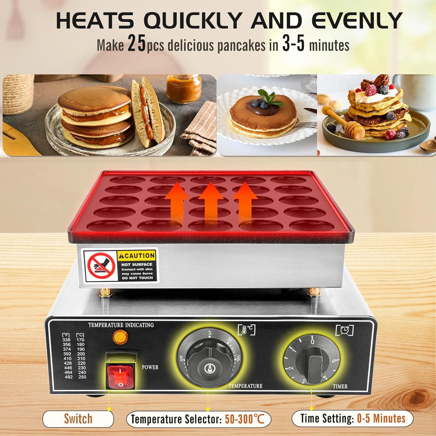 Mini Máquina para Hacer Pancakes GDDGHS 25PCS 950W Antiadherente