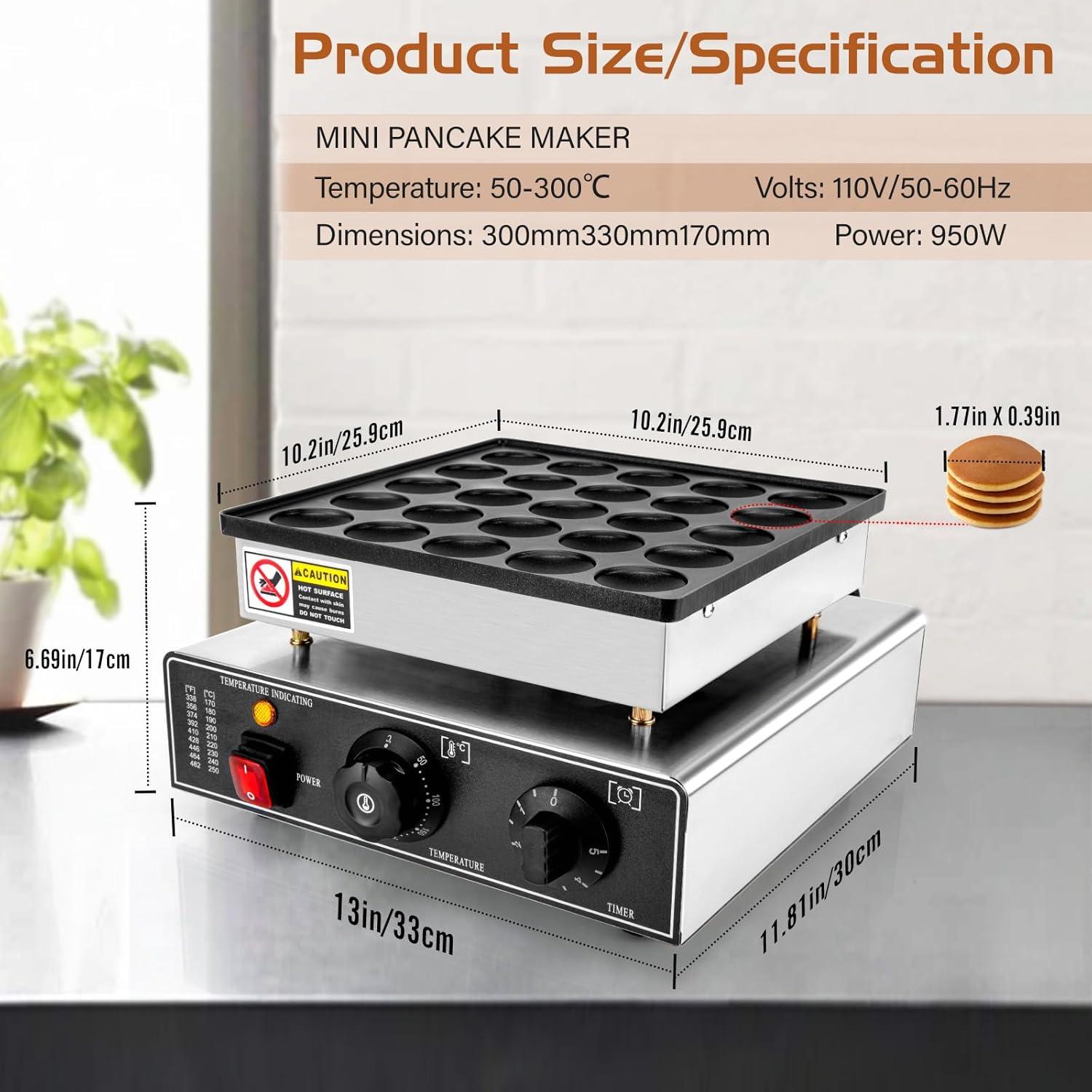 Mini Máquina para Hacer Pancakes GDDGHS 25PCS 950W Antiadherente