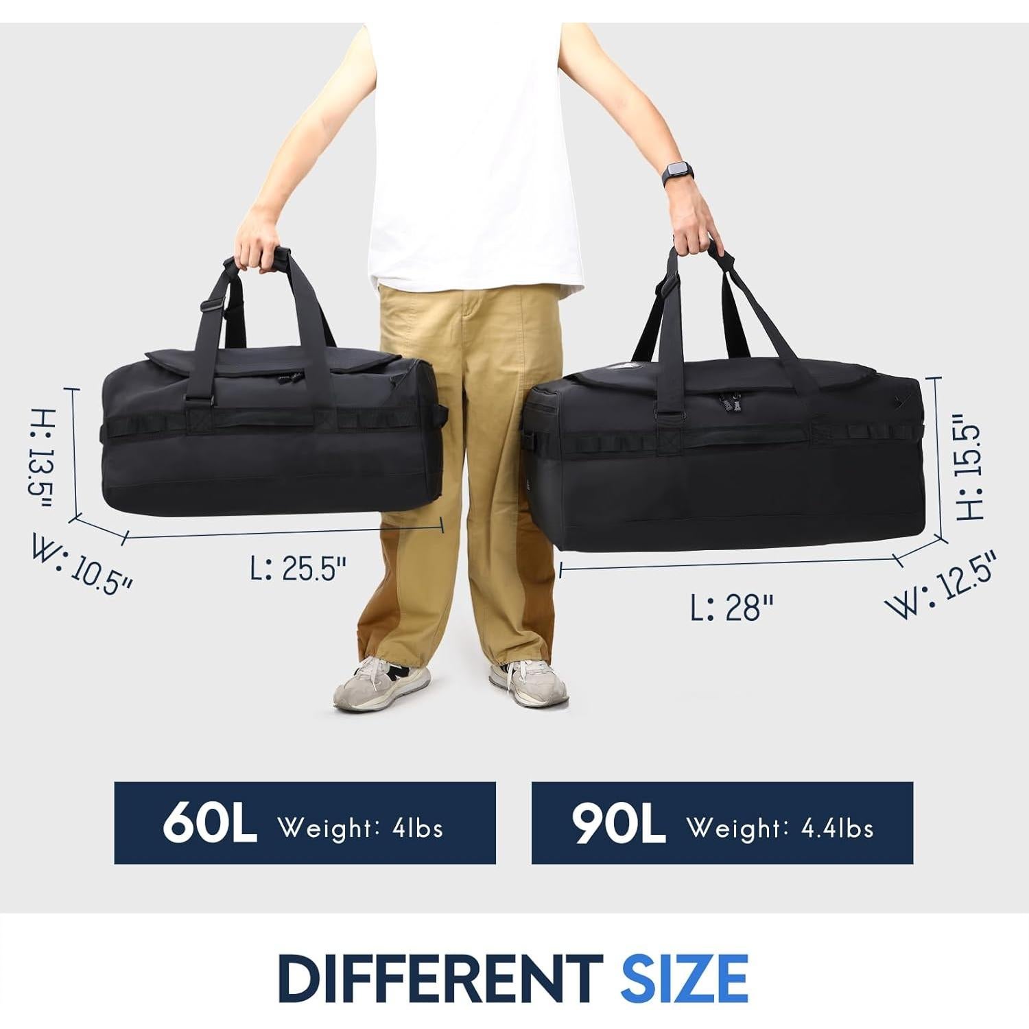 Bolsa de Viaje Haimont 60L Resistente al Agua Negra