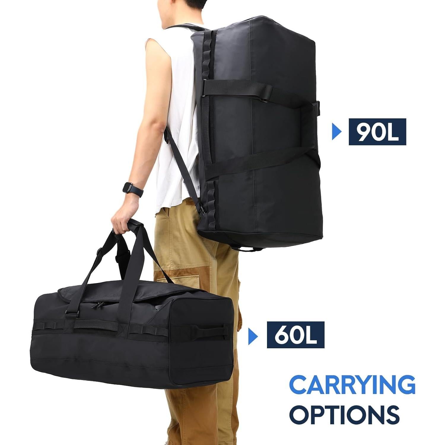 Bolsa de Viaje Haimont 60L Resistente al Agua Negra