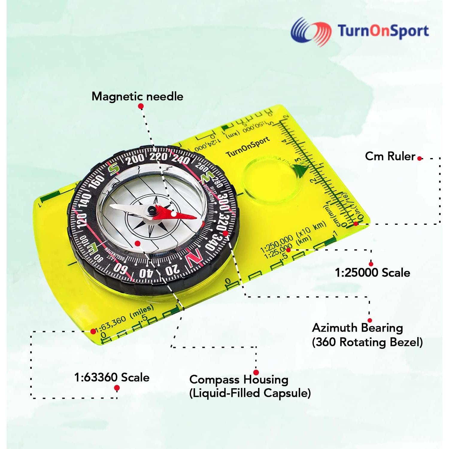 Brújula TurnOnSport - Brújula Compacta para Senderismo