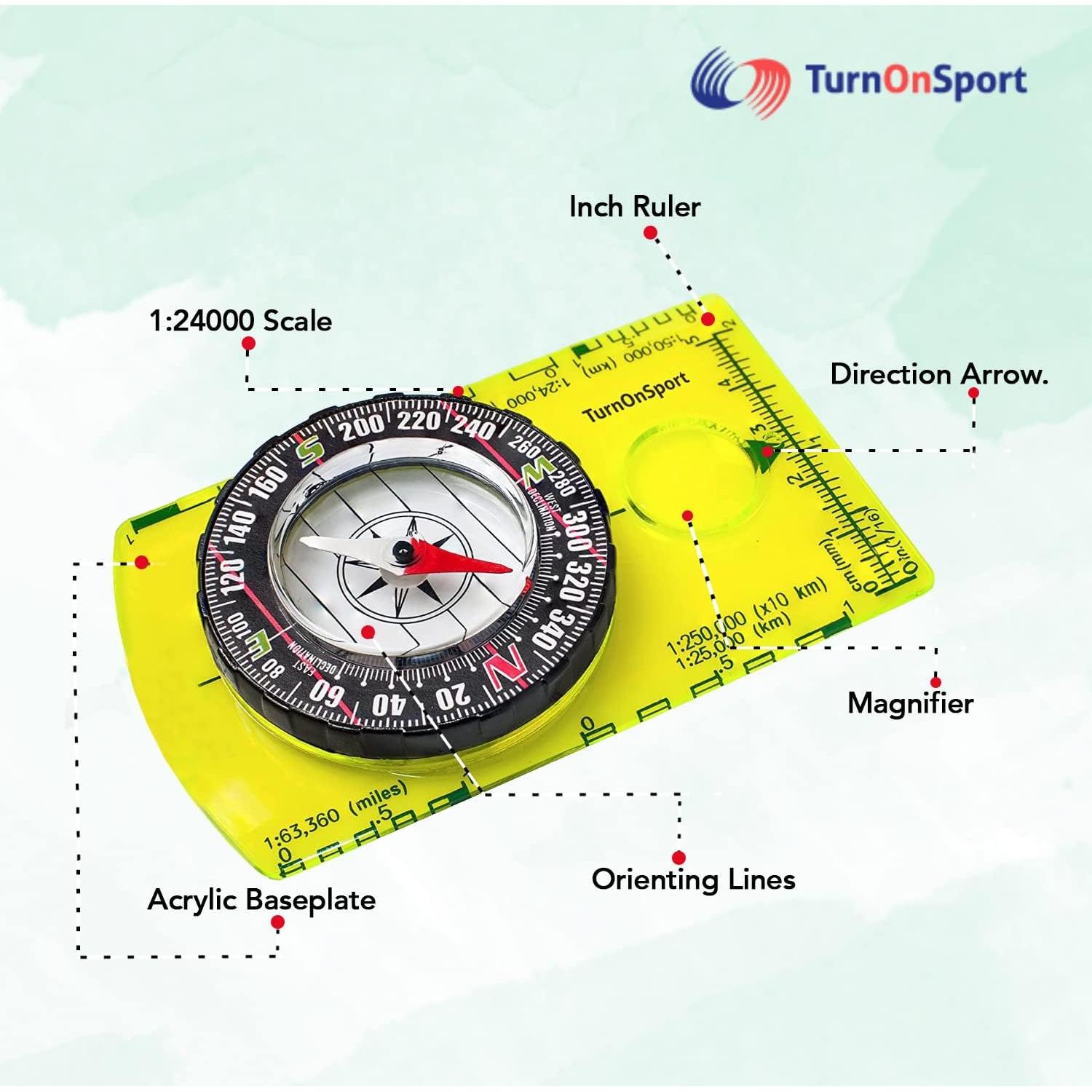 Brújula TurnOnSport - Brújula Compacta para Senderismo