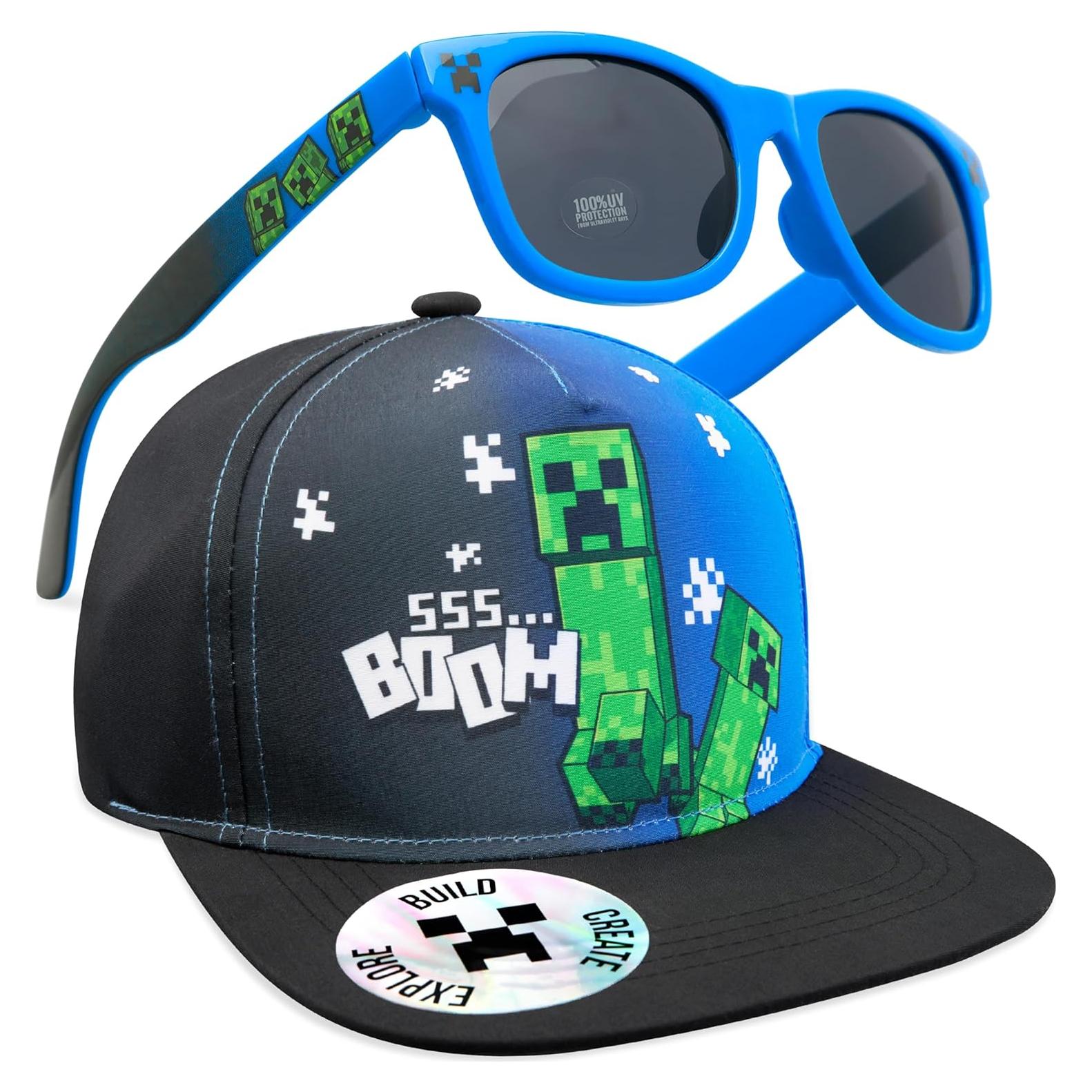 Gorra de béisbol Minecraft y gafas de sol UV para niños