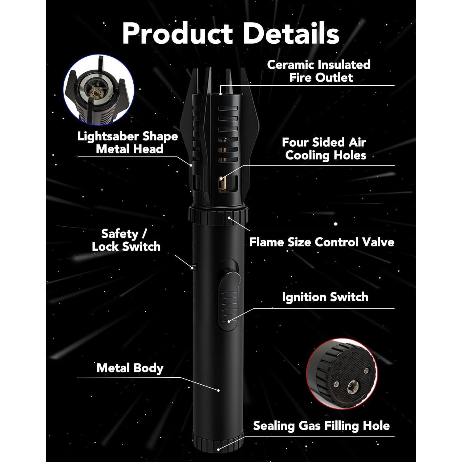 Encendedor de Cocina Lamsen K39 Recargable Butano 1300°C