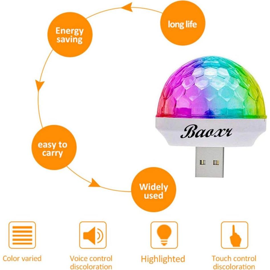 Luces de Fiesta Disco USB Baoxr - 2 Piezas LED Portátiles