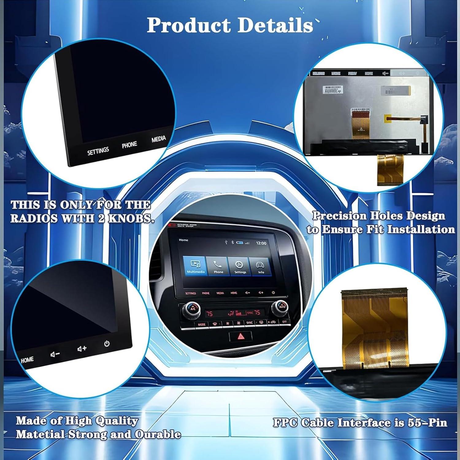 Pantalla Táctil LCD 8" RCOP para Mitsubishi Outlander 2020-2022