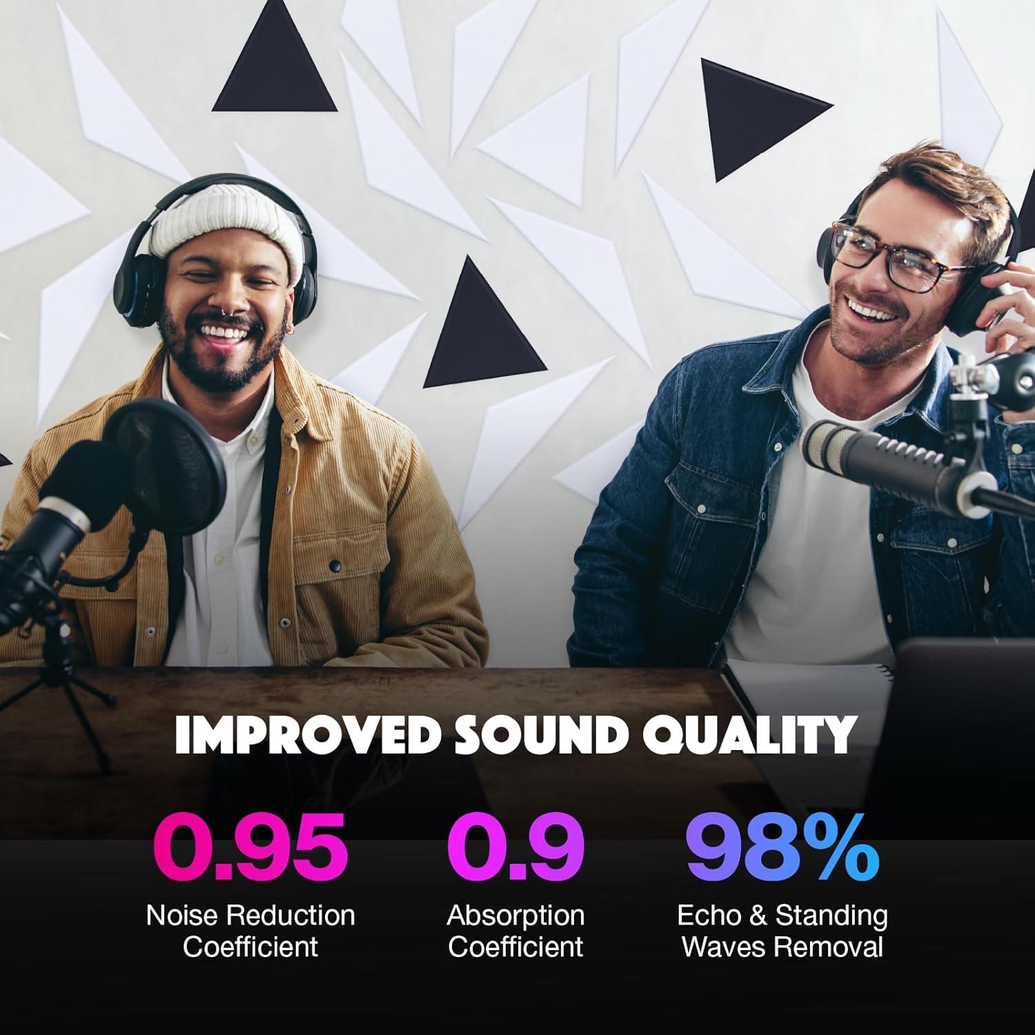 Paquete de 18 Paneles Acústicos Autoadhesivos Sonic 30.48x30.48cm Negro