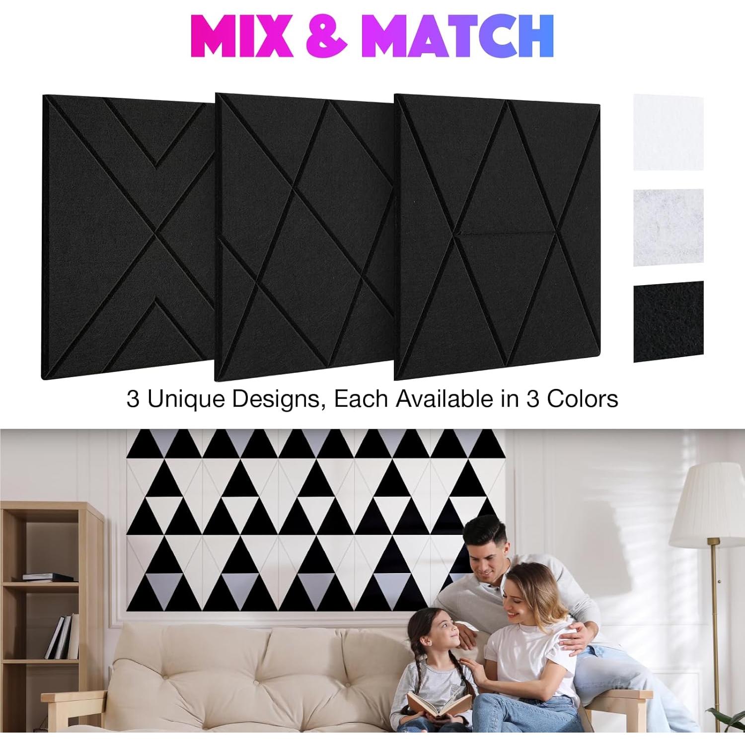 Paquete de 18 Paneles Acústicos Autoadhesivos Sonic 30.48x30.48cm Negro