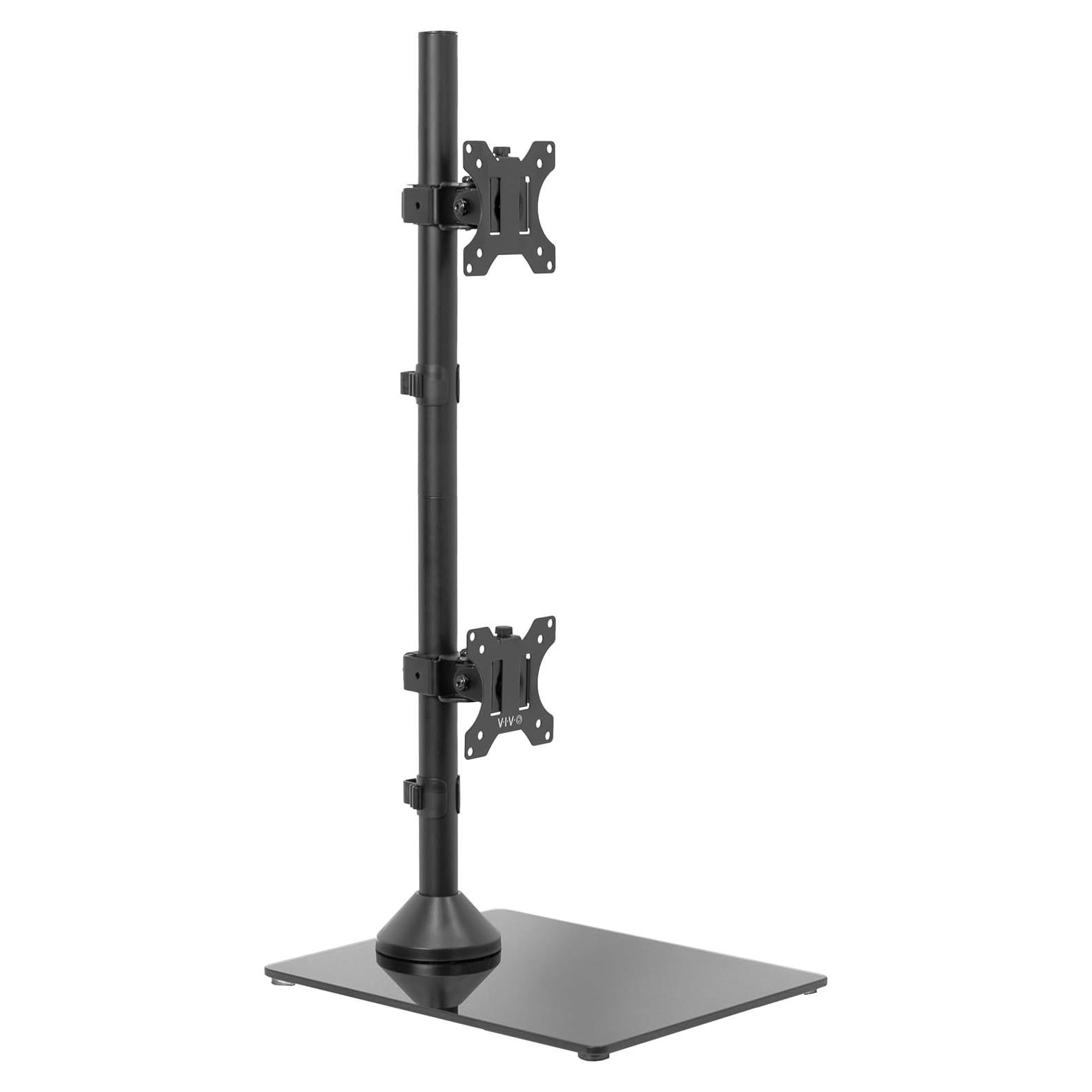 Soporte Doble Monitor VIVO STAND-V002LG Base Vidrio Templado