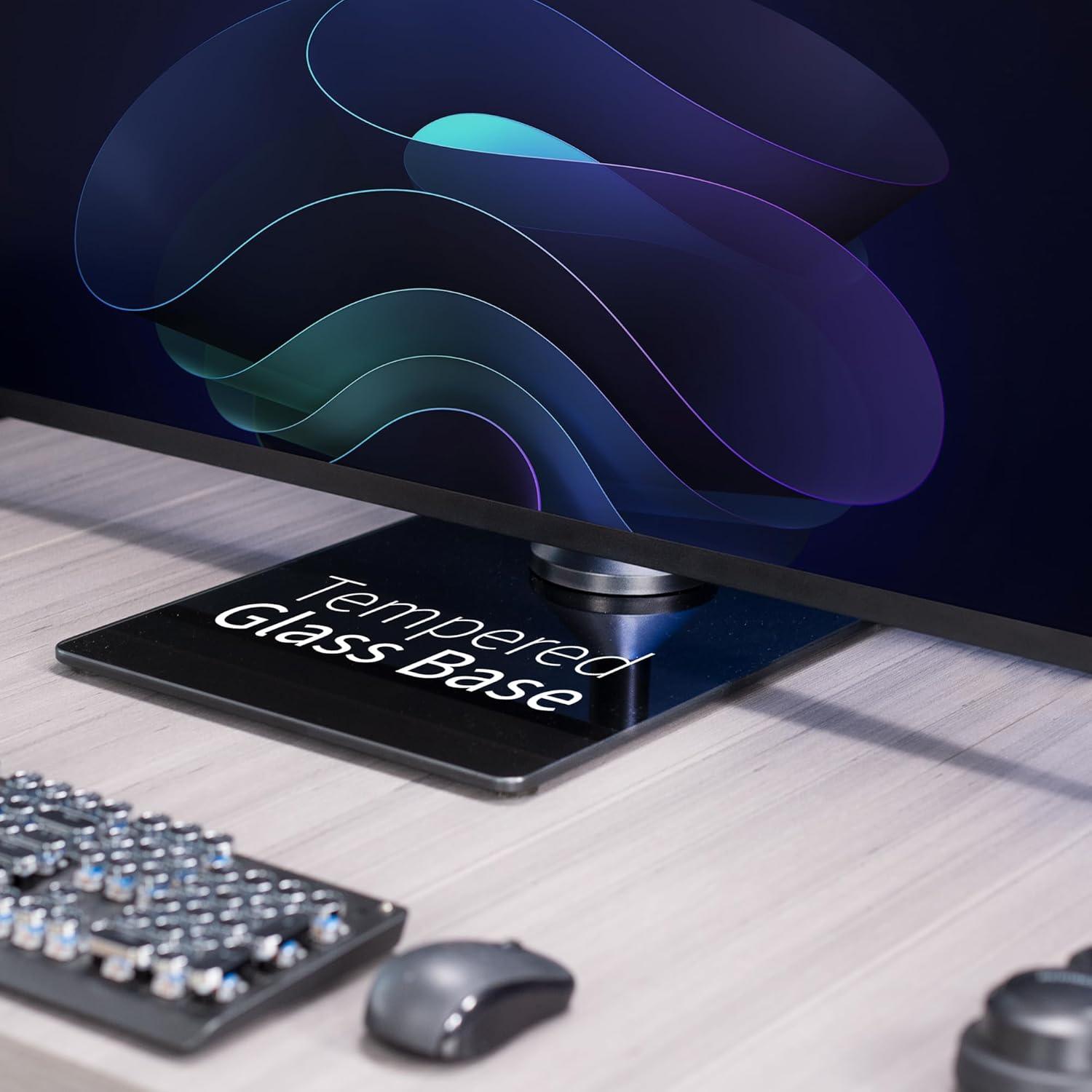 Soporte Doble Monitor VIVO STAND-V002LG Base Vidrio Templado