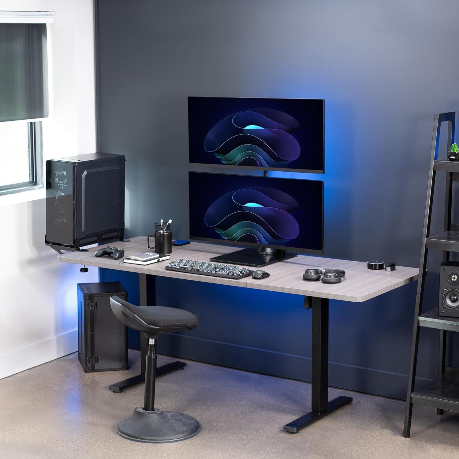 Soporte Doble Monitor VIVO STAND-V002LG Base Vidrio Templado