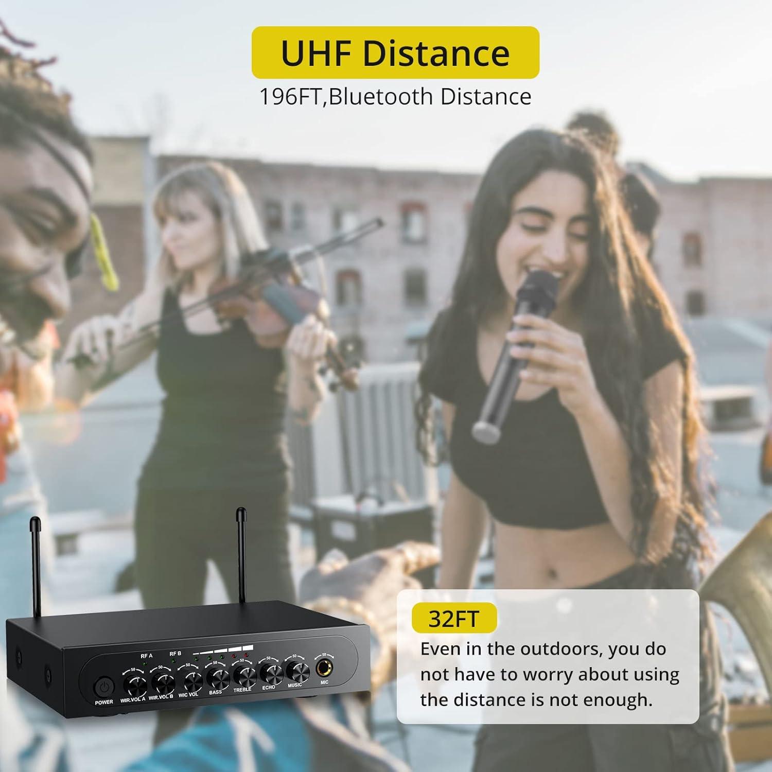 Micrófono Inalámbrico UHF PROZOR VC617eu Doble Mano Bluetooth